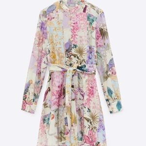 Zara Linen Floral Print Dress